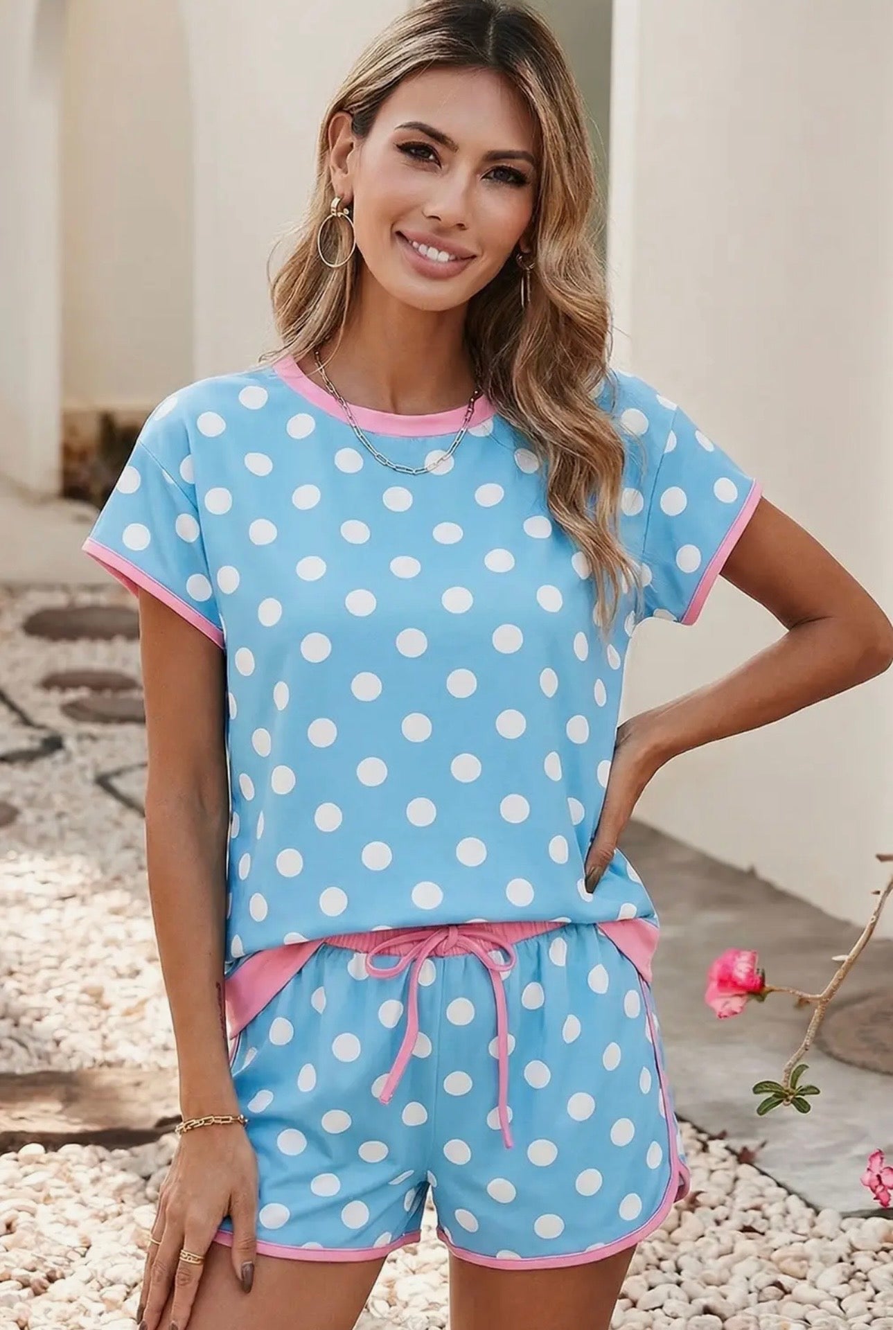 Polka Dot Casual Short Set