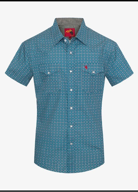 Men's Short Sleeve Pearl Snap Print Shirt