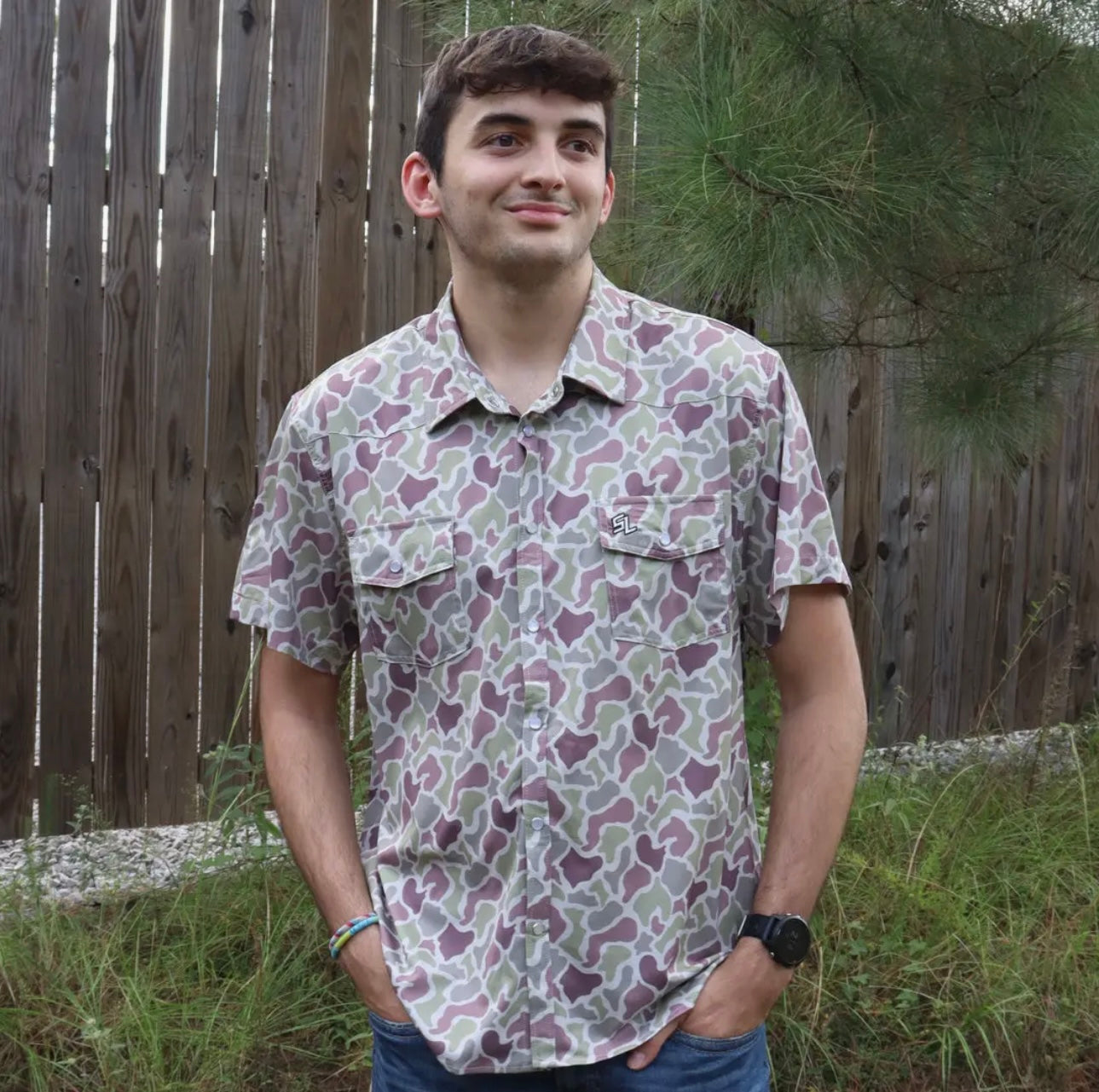 Southern Limit Button Down Light Camo Shirt