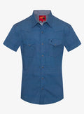 Mens Short Sleeve Pearl Snap Print Shirt