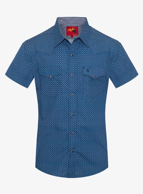 Mens Short Sleeve Pearl Snap Print Shirt