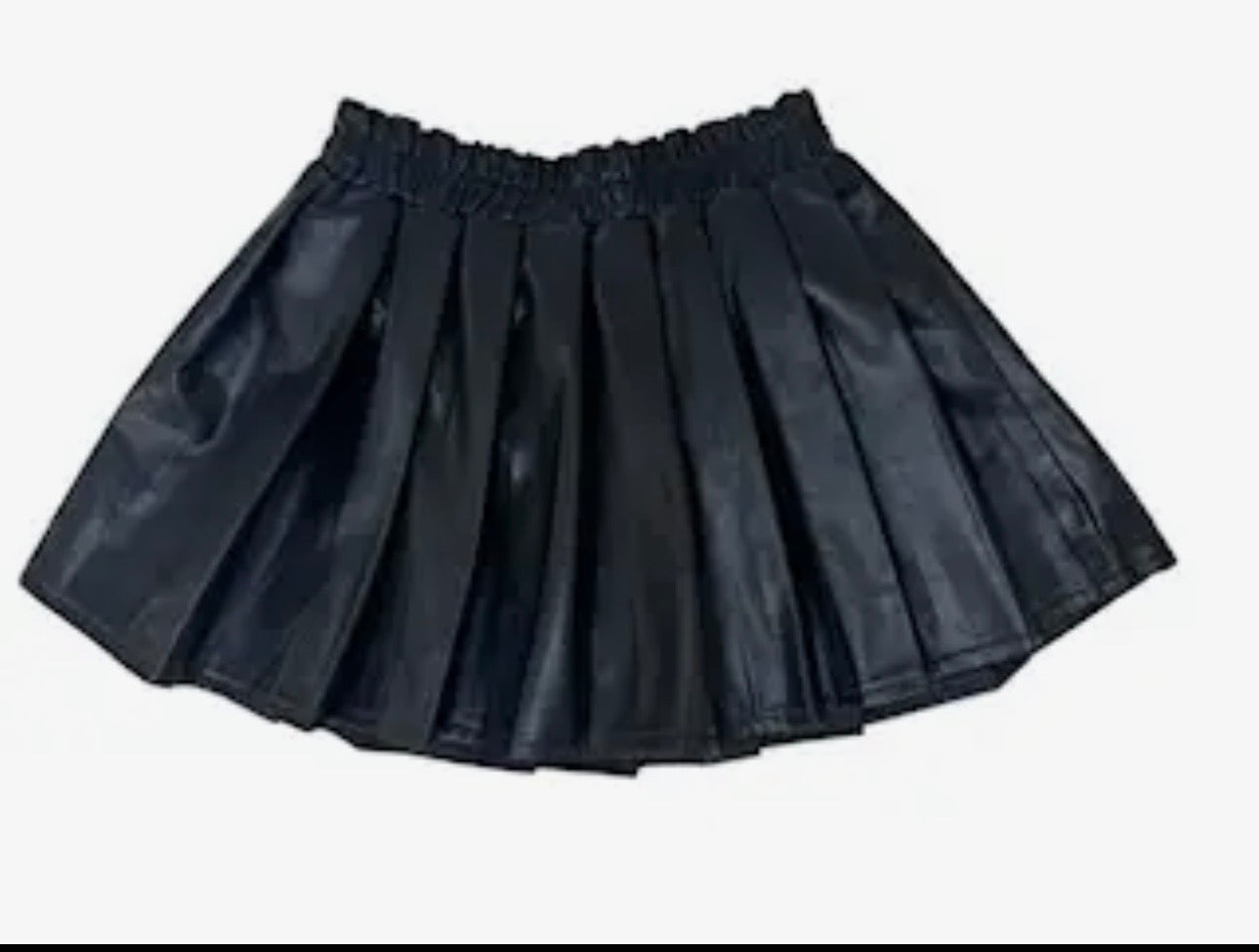 Girls Faux Leather Pleated Skort