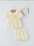 Floral Print Baby Girl Set Matching Headband