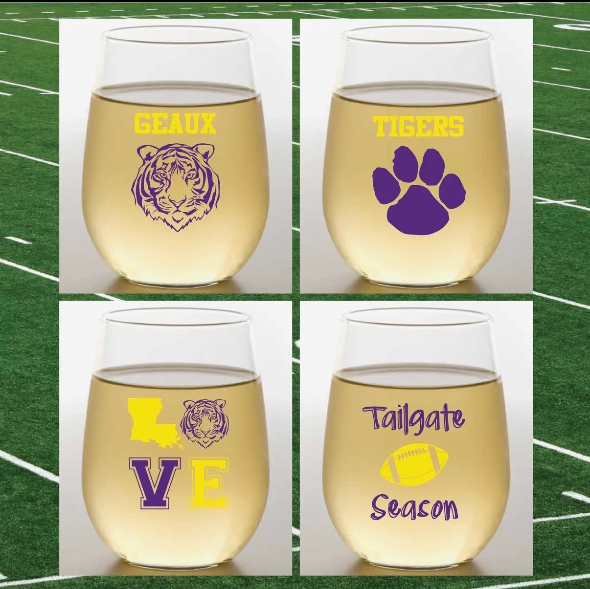 LSU Inspired Unbreakable Plastic Wine Tumblers