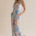 Floral Patchwork Wide Leg Bib Overalls