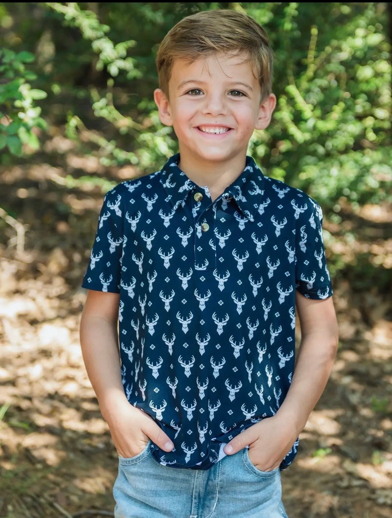 Boy's Little Deer Short Sleeve Polo Shirt