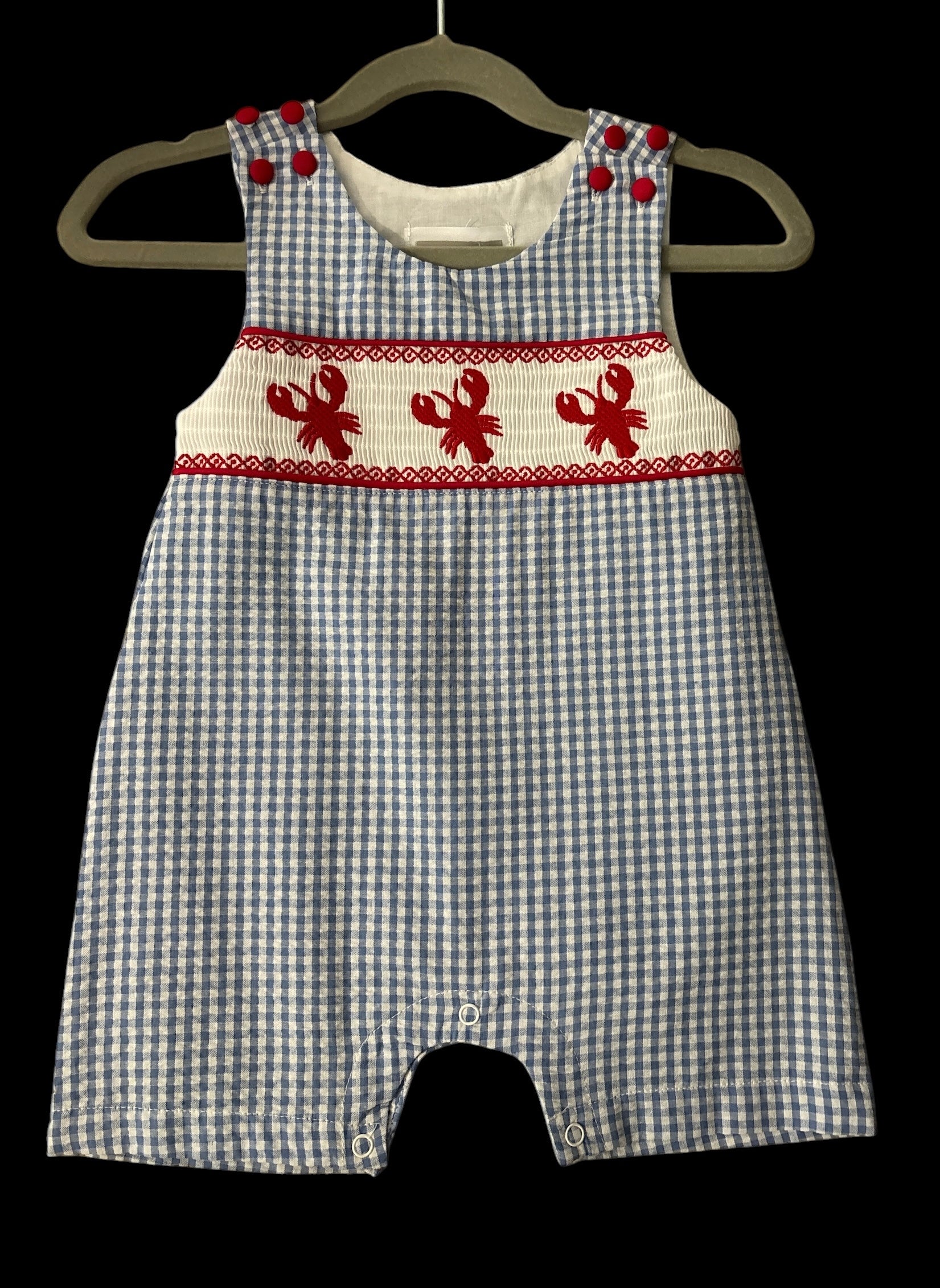 Infant Boys Crawfish Smocked Shortalls