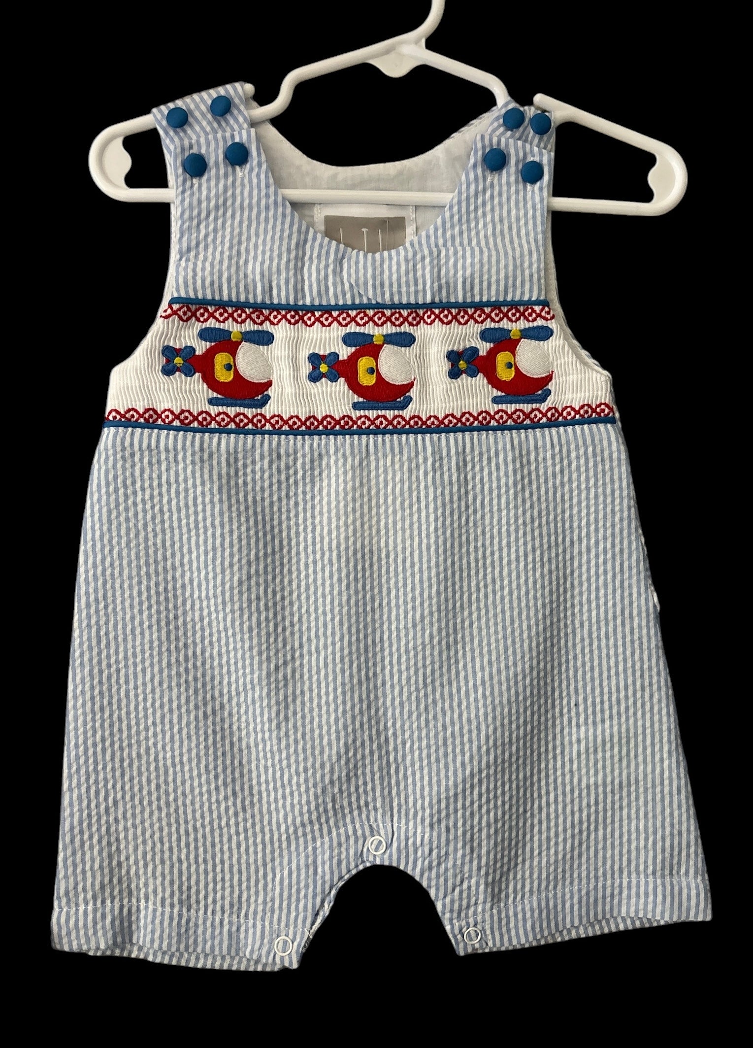 Infant Boys Helicopter Smocked Shortalls