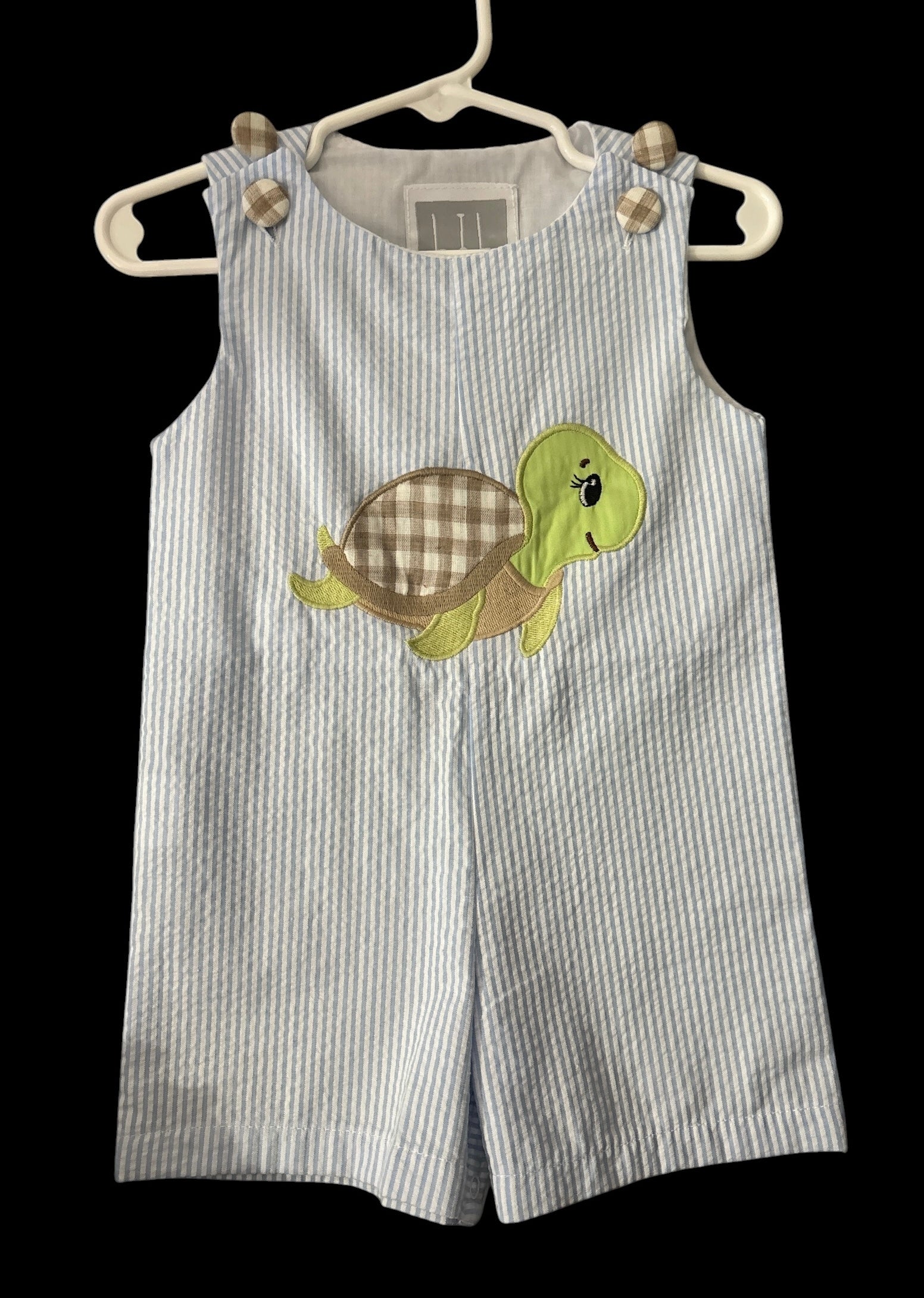 Infant Boys Smocked Turtle Shortalls