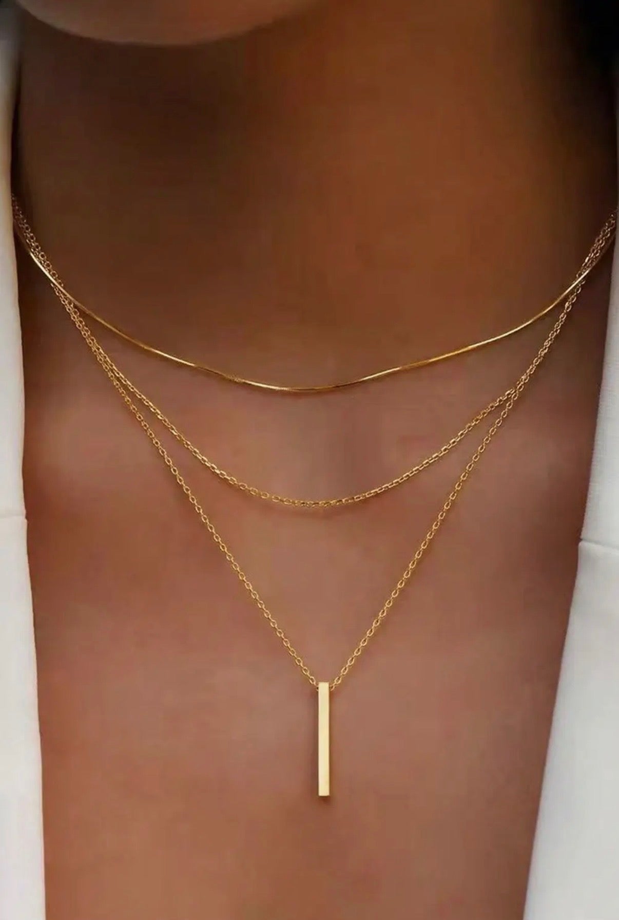 Ldc Bar Pendant Layered Necklace