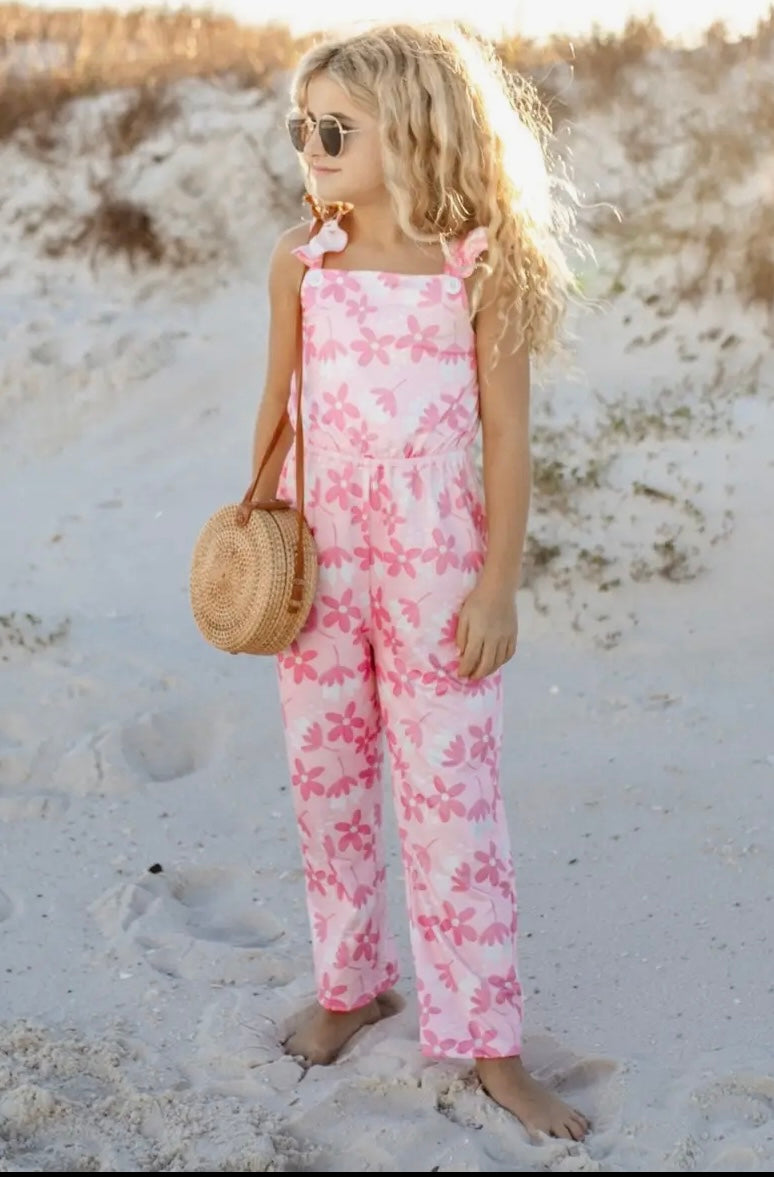Children's Pink Floral Jumpsuit