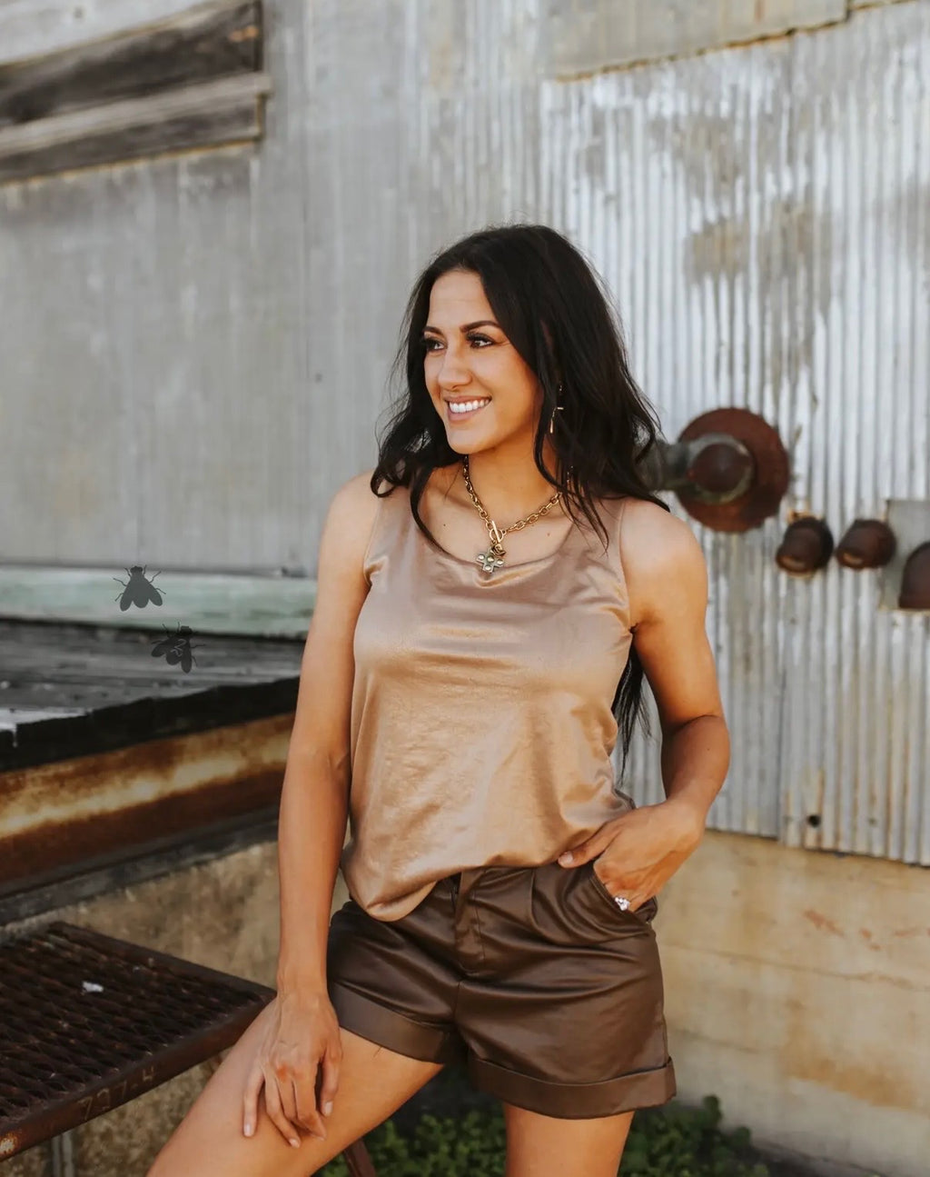 Tan Leather Tank Top