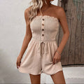 Solid Color Strapless Short Jumpsuit