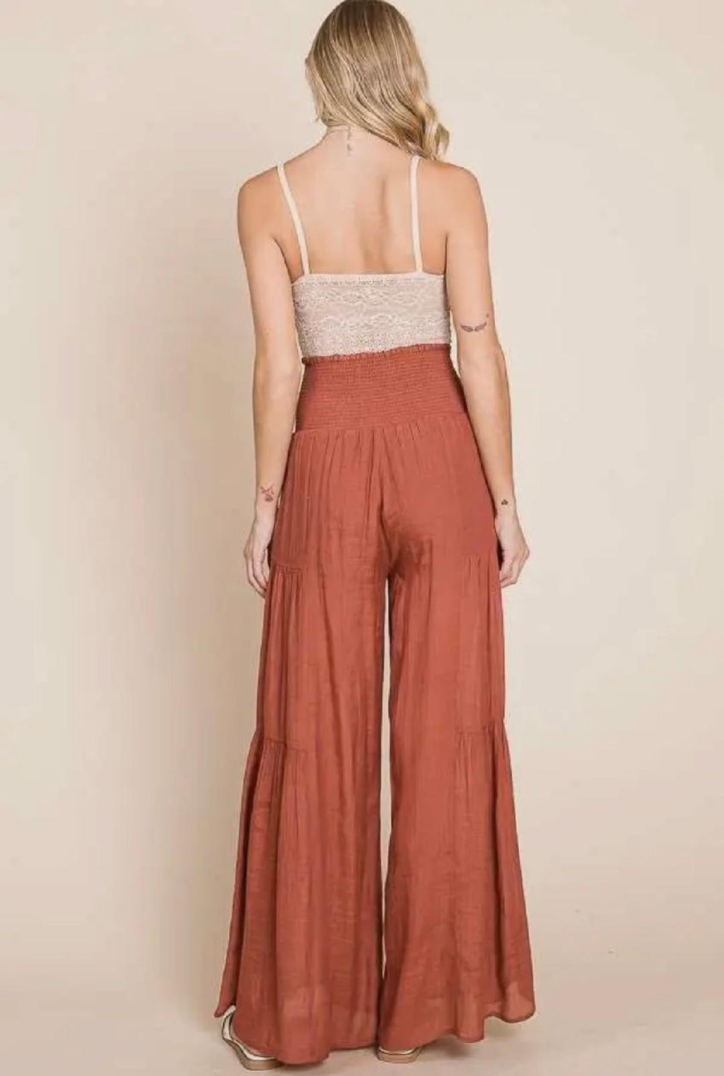 Rust Colored Tie Front Pants