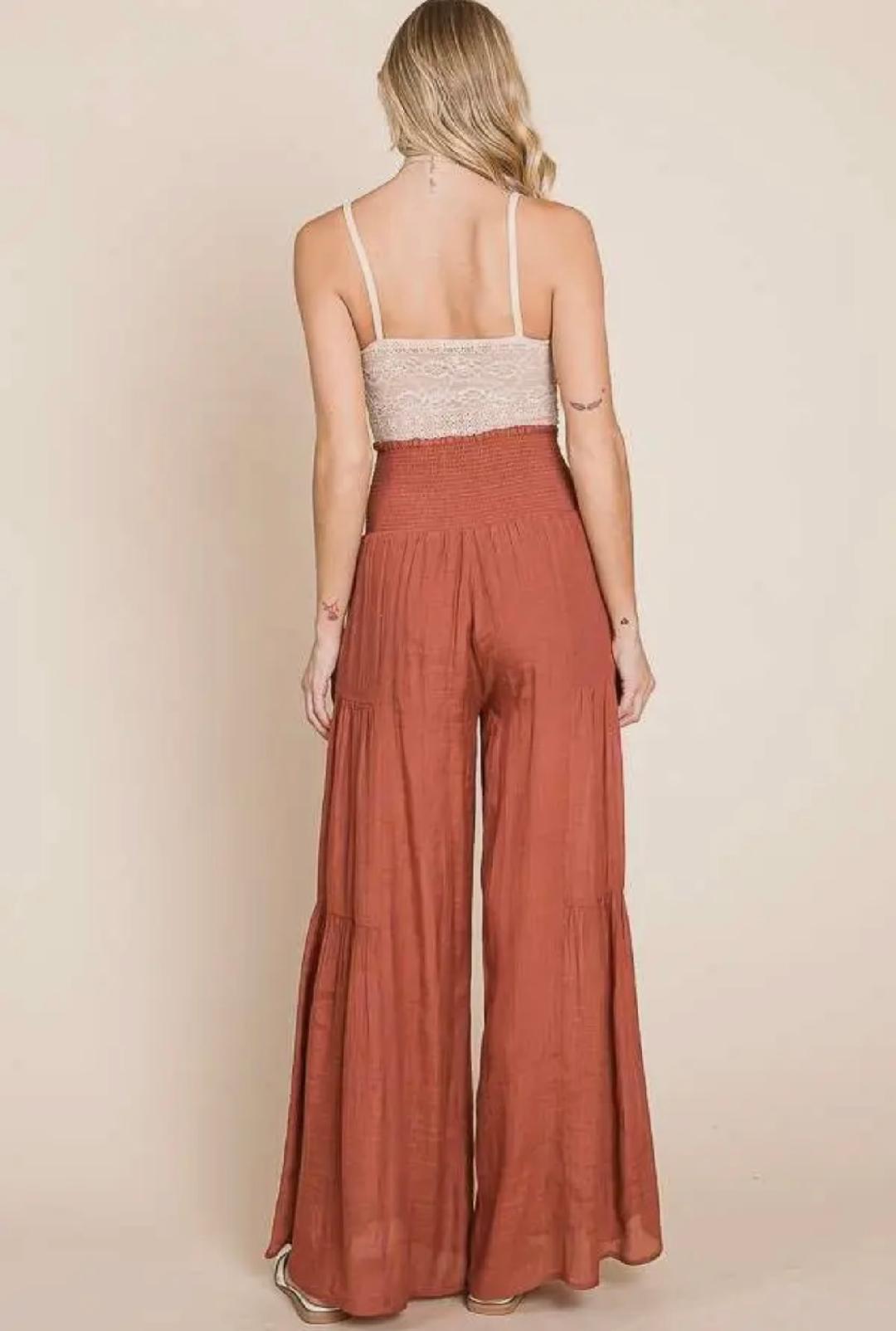 Rust Colored Tie Front Pants