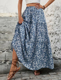 Women's Blue Floral Long Skirt